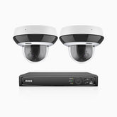 HZ504P - 8 Channel 2 Camera PTZ PoE Security System, 3K Super HD, 4X Optical Zoom, IK10 & IP67, 2.8-12 mm Lens, Intelligent Behavior Analysis, Color Night Vision & Anti-Fog
